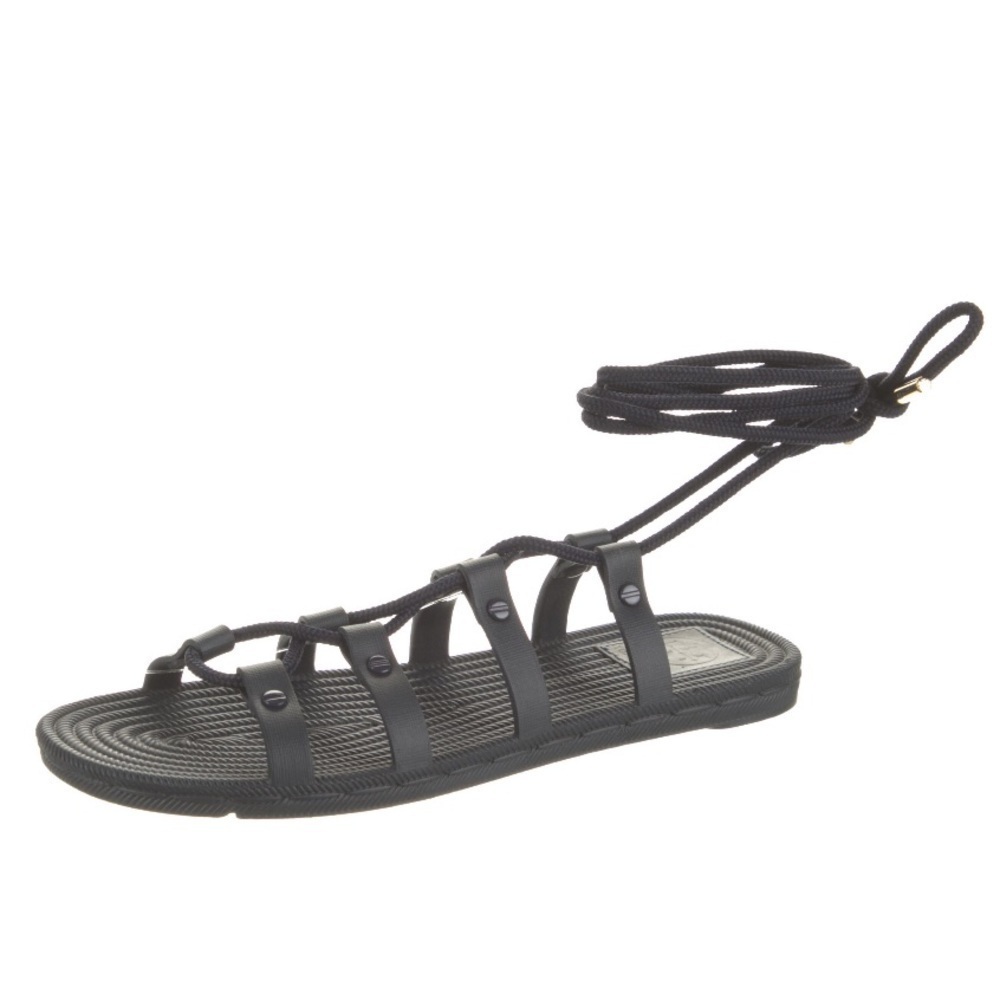 Tory Burch Black Lace-Up Rubber Gladiator Sandals size 7